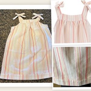 Copper Key girls striped dress with faux tie shoulder straps. Size 5